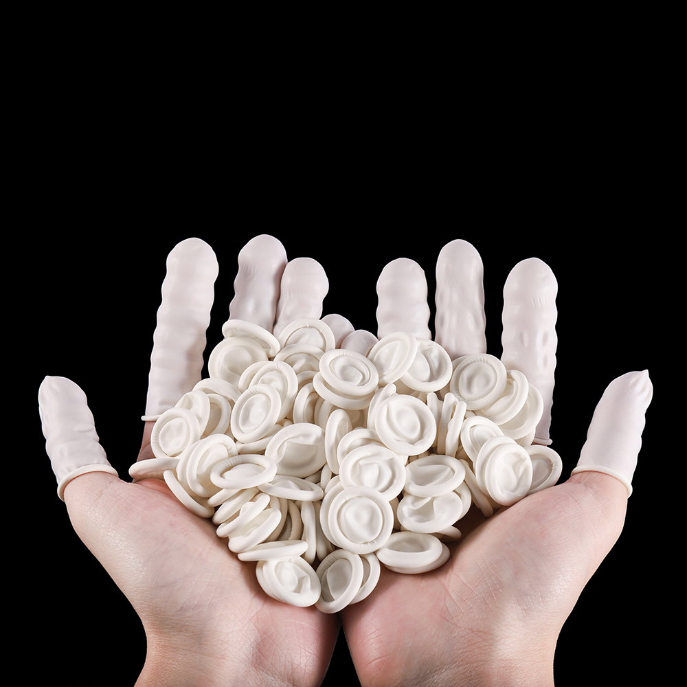 Disposable Gloves Nitrile - 50/100 Pcs สีขาวทิ้งปลายนิ้วถุงมือป้องกันยางลื่นนิ้วมือ Cots สําหรับ DIY