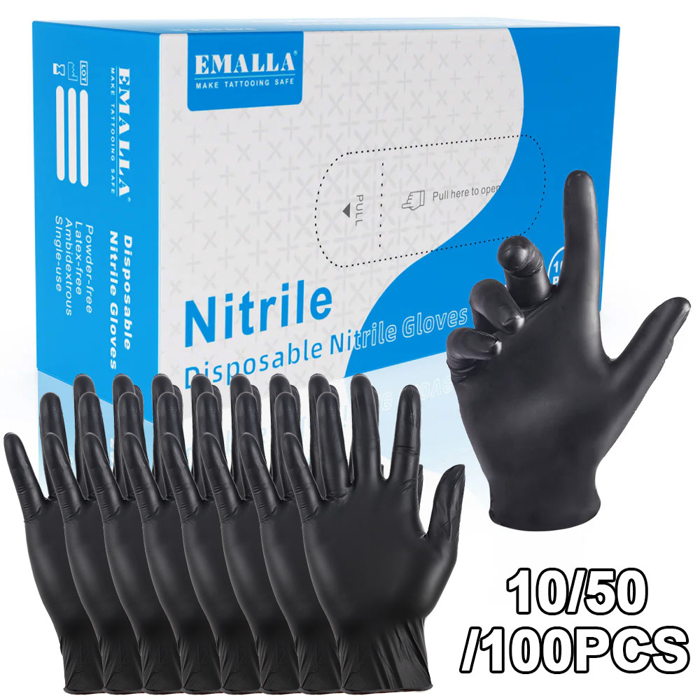 Disposable Gloves Nitrile - ถุงมือไนไตรล์แบบใช้แล้วทิ้ง 100/50/10 ชิ้น ขนาด S/M/L/XL กันน้ำ