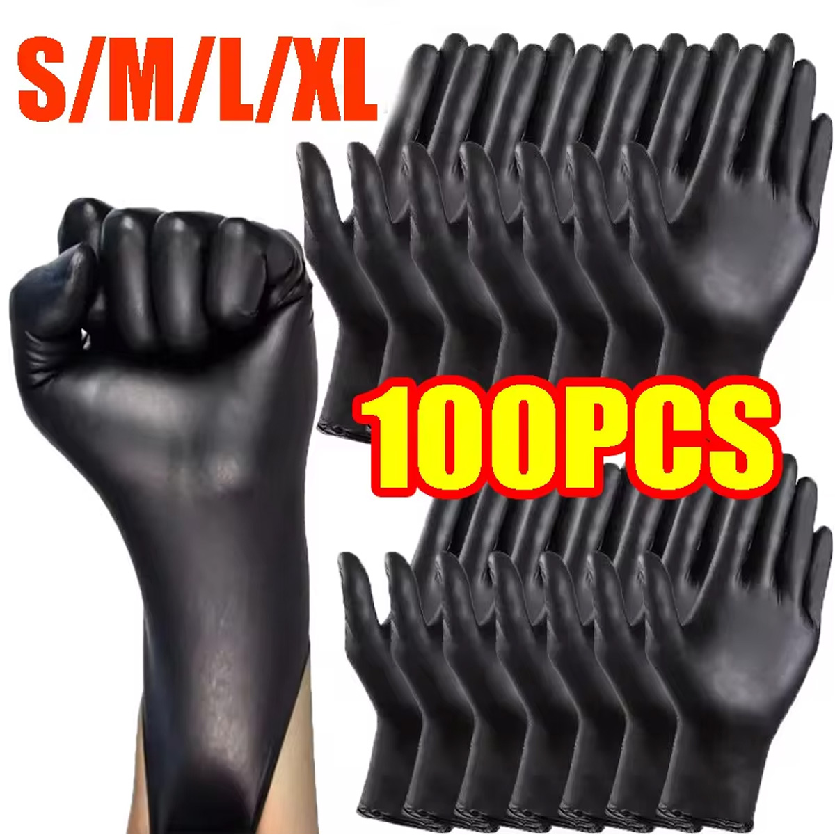Disposable Gloves Nitrile - 10/20/50/100PCS ถุงมือทิ้งสีดําถุงมือทิ้งครัวเรือนครัวเครื่องมือทําอาหารล้างรถทําความสะอาดในครัวเรือน
