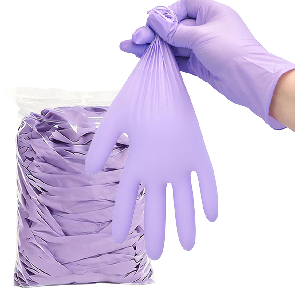 Disposable Gloves Nitrile - ถุงมือไนไตรล์สีม่วงแบบใช้แล้วทิ้ง 50/100 ชิ้น ไม่มีแป้ง ยืดหยุ่นได้ เหมาะสำหรับร้านสัก