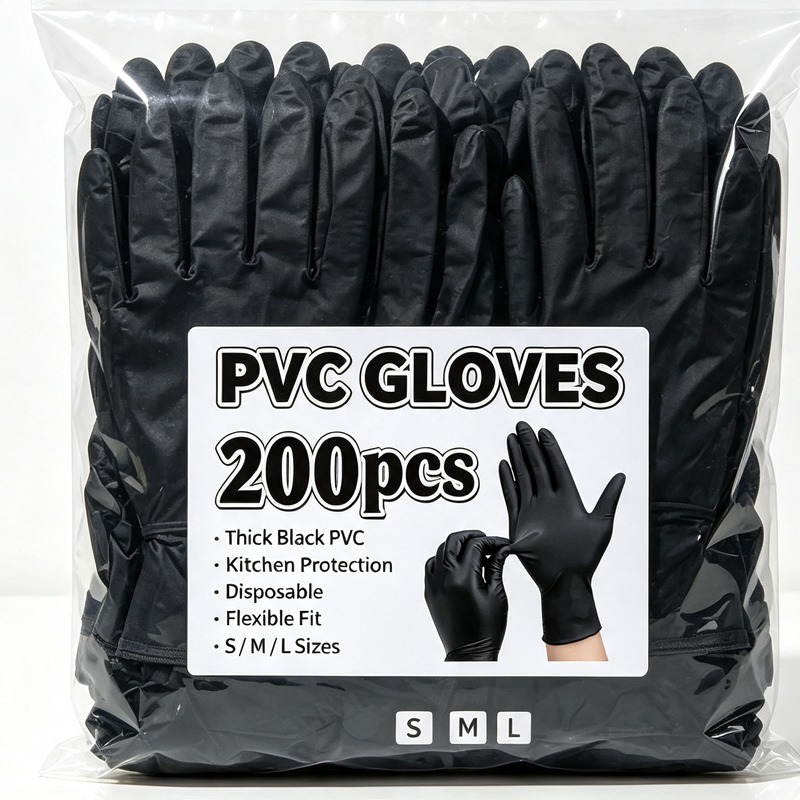 Disposable Gloves Nitrile - ถุงมือสีดำแบบใช้แล้วทิ้ง สำหรับทุกเพศ ปราศจากน้ำยาง ทำจากไนไตรล์และพีวีซี หนา นิ้วแยก