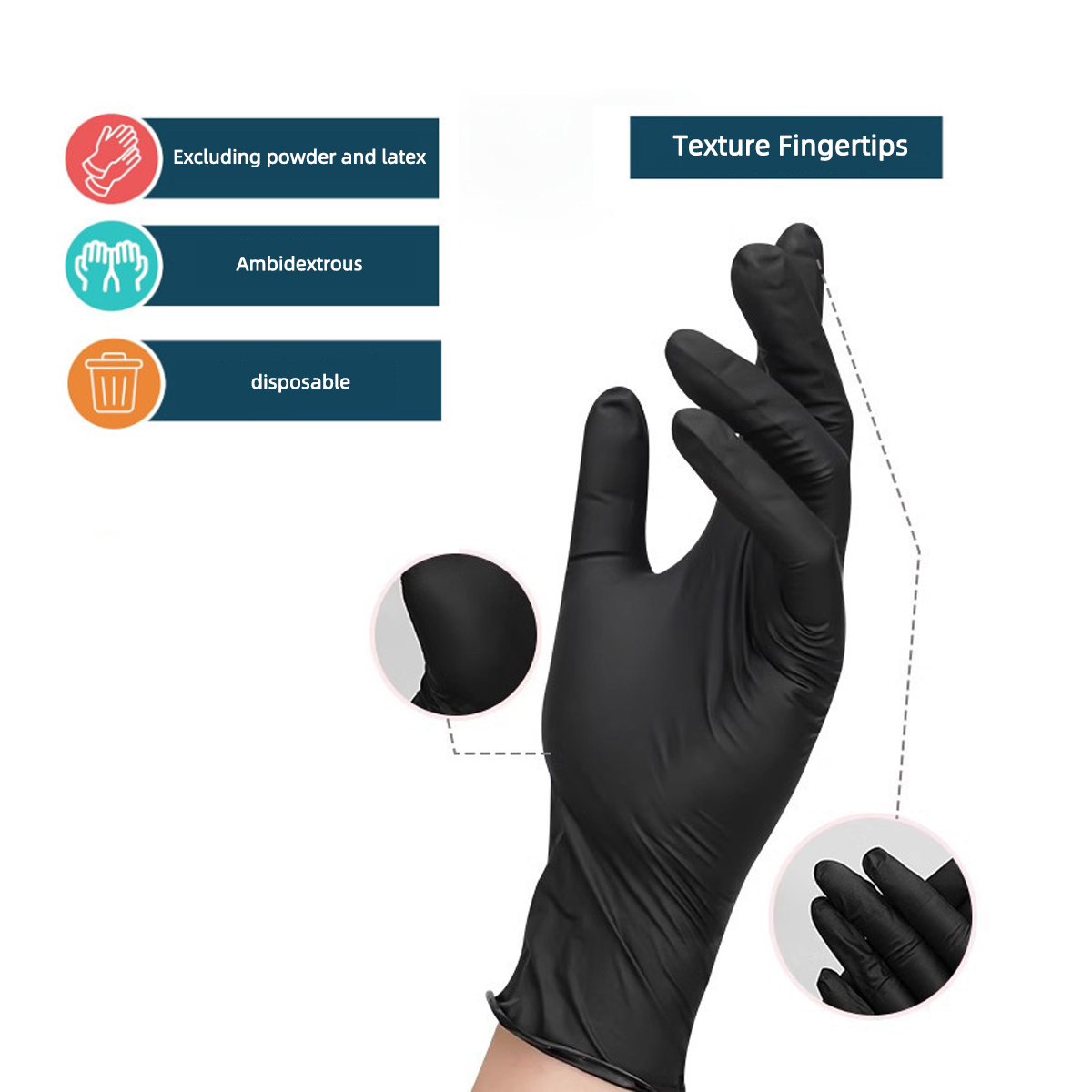 10/20/50/100PCS ถุงมือทิ้งสีดํ - Disposable Gloves Nitrile บทวิจารณ์และราคา