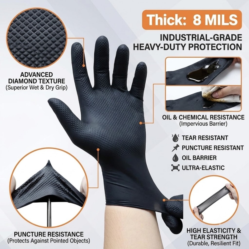 ถุงมือไนไตรล์อุตสาหกรรมสีดำแบบ - Disposable Gloves Nitrile บทวิจารณ์และราคา