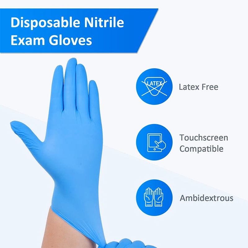 100 ชิ้น ถุงมือไนไตรล์สีฟ้าแบบ - Disposable Gloves Nitrile บทวิจารณ์และราคา