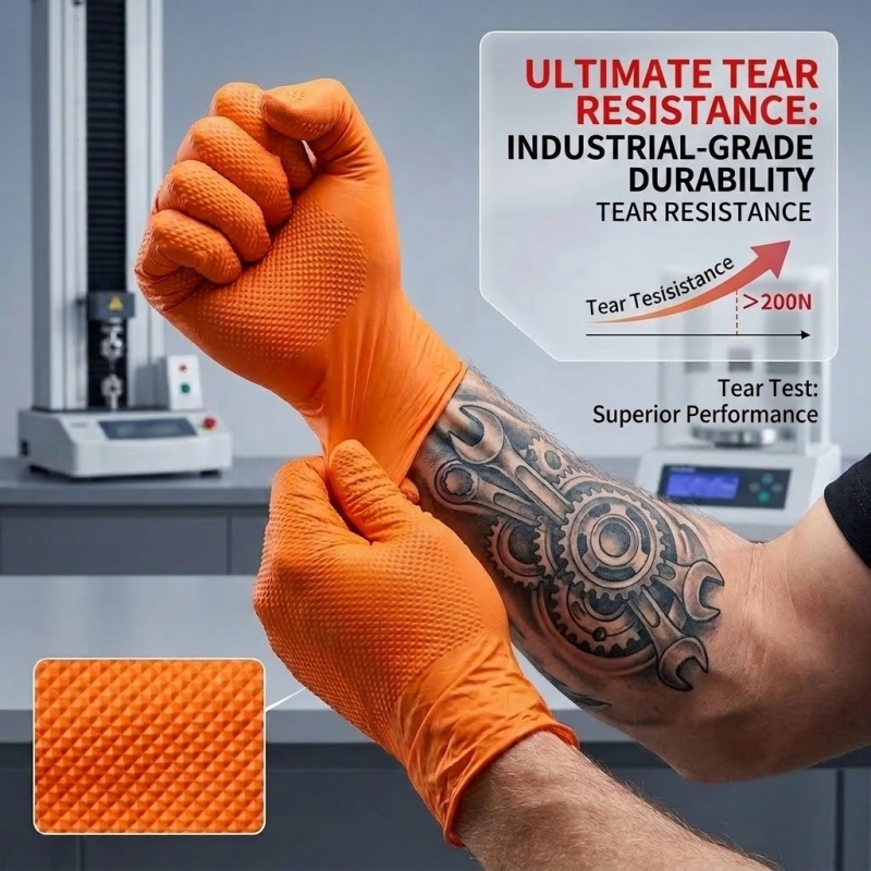 ถุงมือไนไตรล์สีส้มแบบหนา 8 มิล - Disposable Gloves Nitrile บทวิจารณ์และราคา