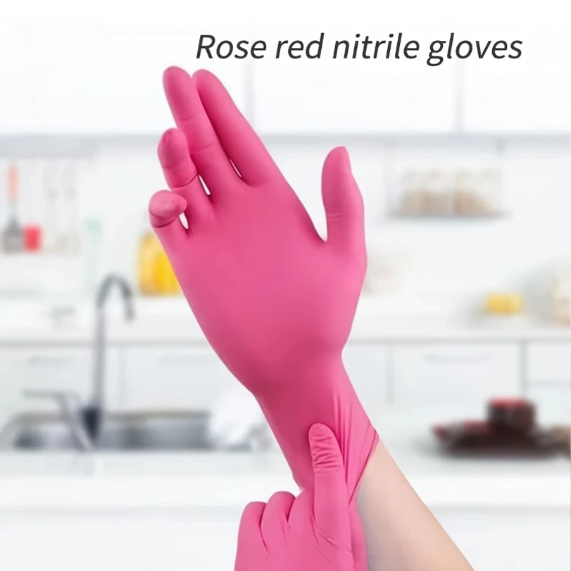 ถุงมือไนไตรล์สีชมพูฟูเชียแบบใช - Disposable Gloves Nitrile บทวิจารณ์และราคา