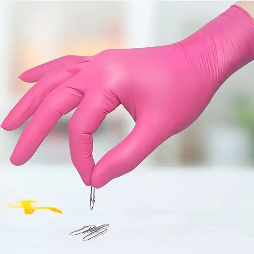 ถุงมือไนไตรล์สีชมพูฟูเชียแบบใช - Disposable Gloves Nitrile บทวิจารณ์และราคา