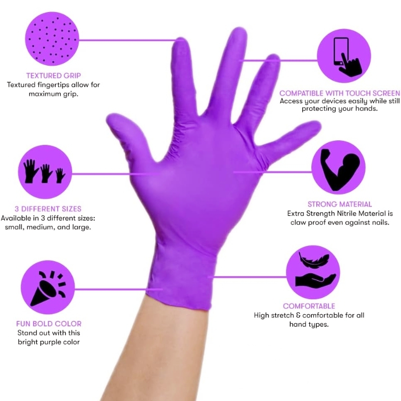 50/100PCS สีม่วงถุงมือไนไตรล์แ - Disposable Gloves Nitrile บทวิจารณ์และราคา