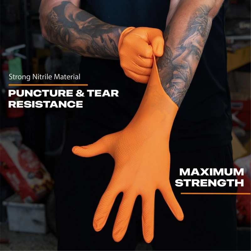 ถุงมือไนไตรล์สีส้มแบบหนาพิเศษ  - Disposable Gloves Nitrile บทวิจารณ์และราคา